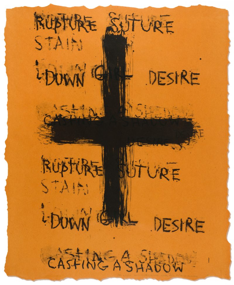 Harmony Hammond, Big Black Cross with Text, 2024 (24-314)