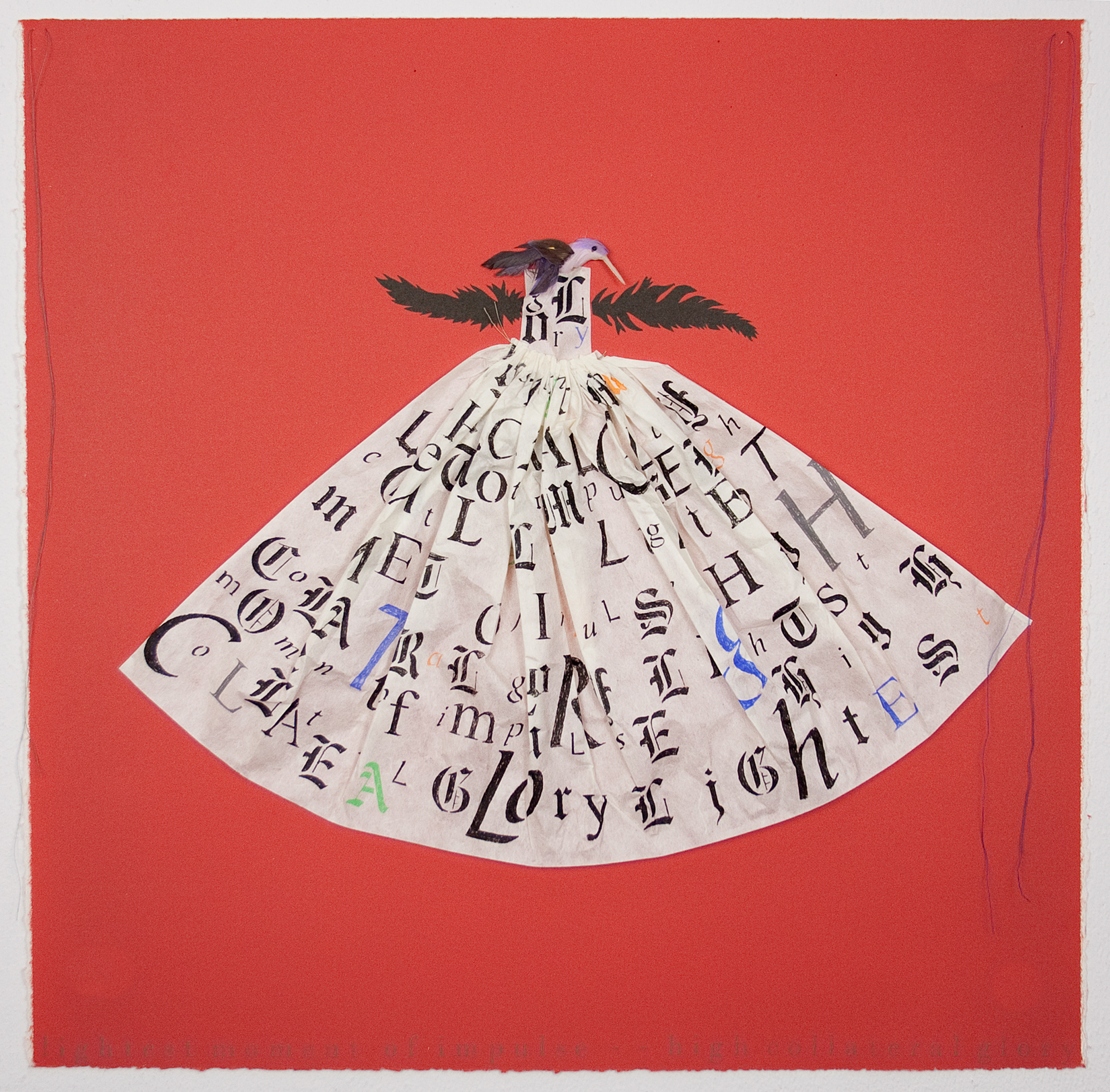 Lesley Dill, Hummingbird Dress: Red, 2013 (13-348a)