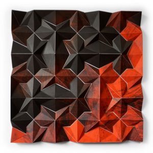 Three-dimensional, five-color lithographic monoprint collage by Matthew Shlian.