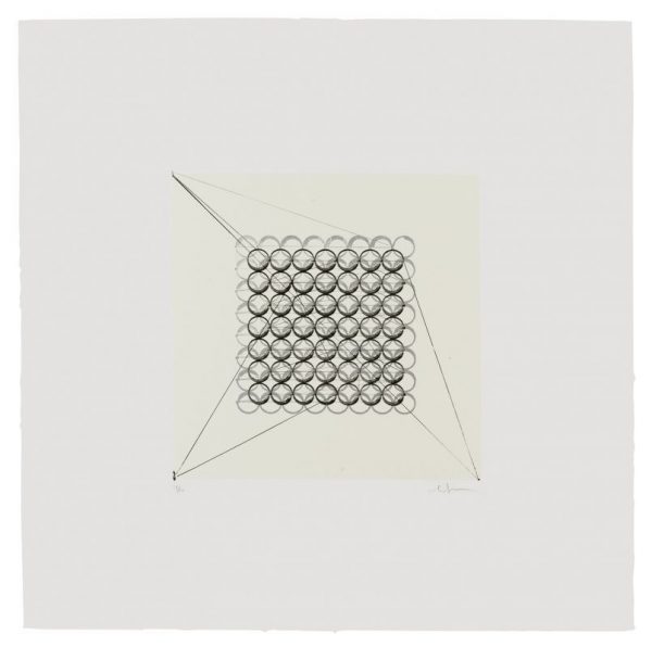 Two-color lithograph with chine collé by Matthew Shlian. 