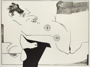 Single-color lithograph by David Hare. 