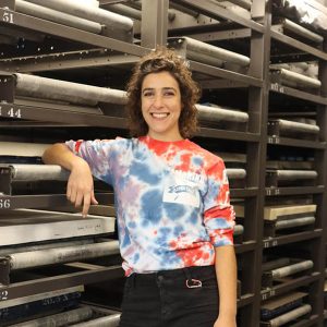 Julia Marco Campmany standing leaning on the litho stone racks