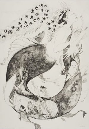 Single-color lithograph by Fay Ku.