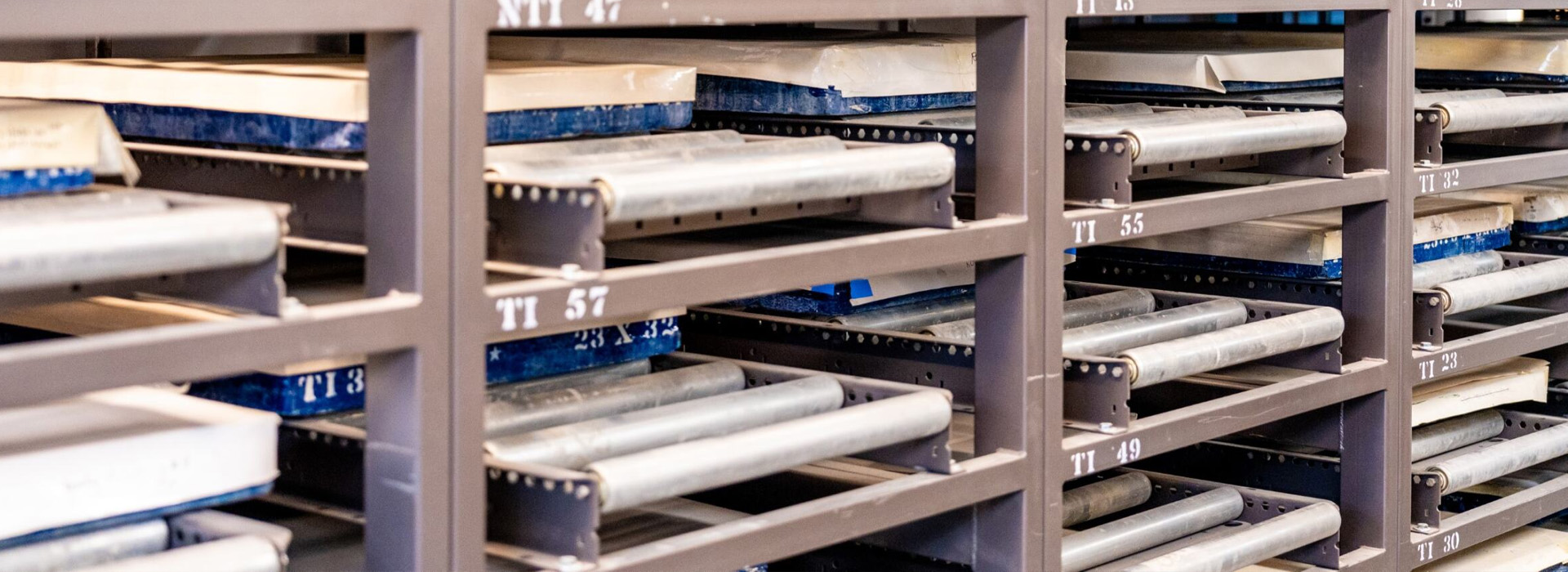 a rack of lithography paper